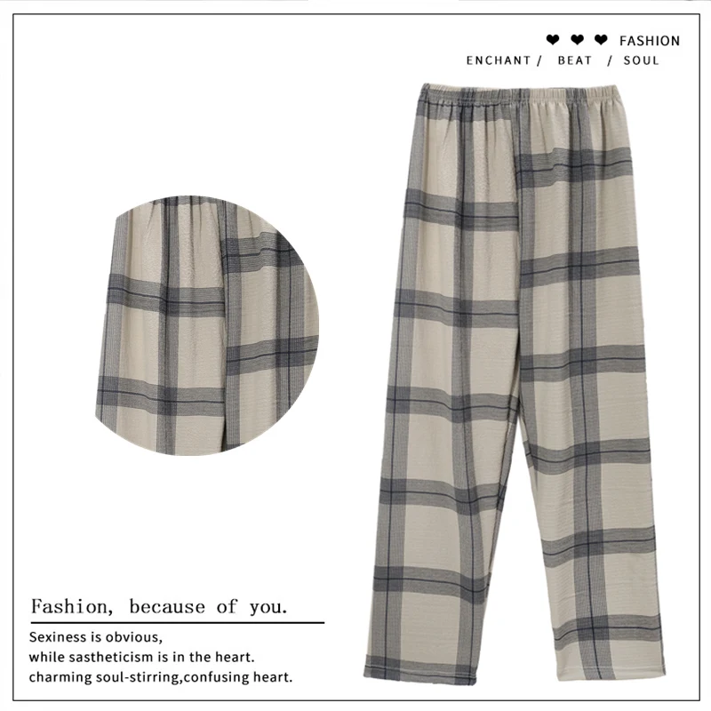 608 gray line plaid trousers