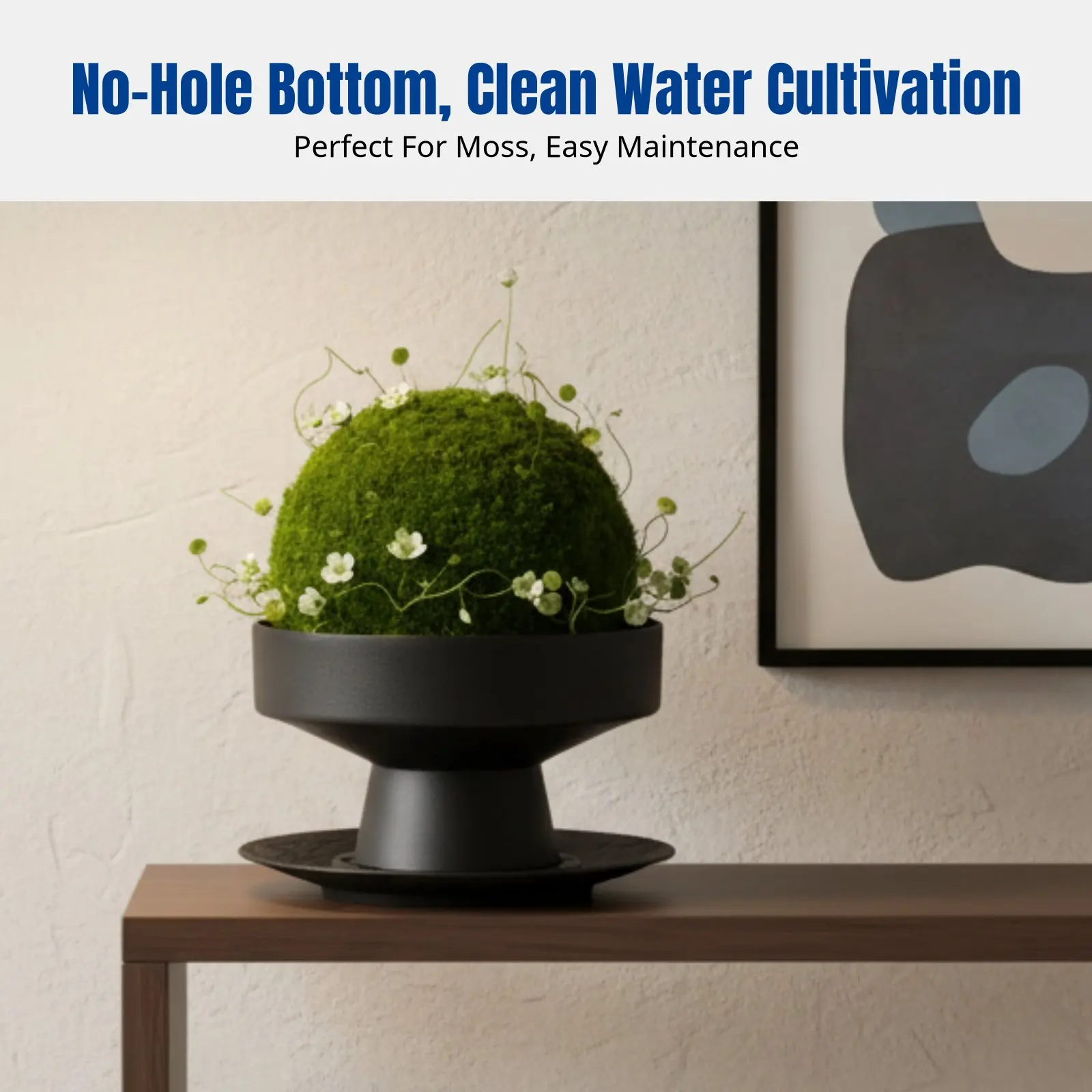 

Minimalist Resin Moss Sphere Planter, Tall Stand, No-Drainage, Creative Indoor Outdoor Decor