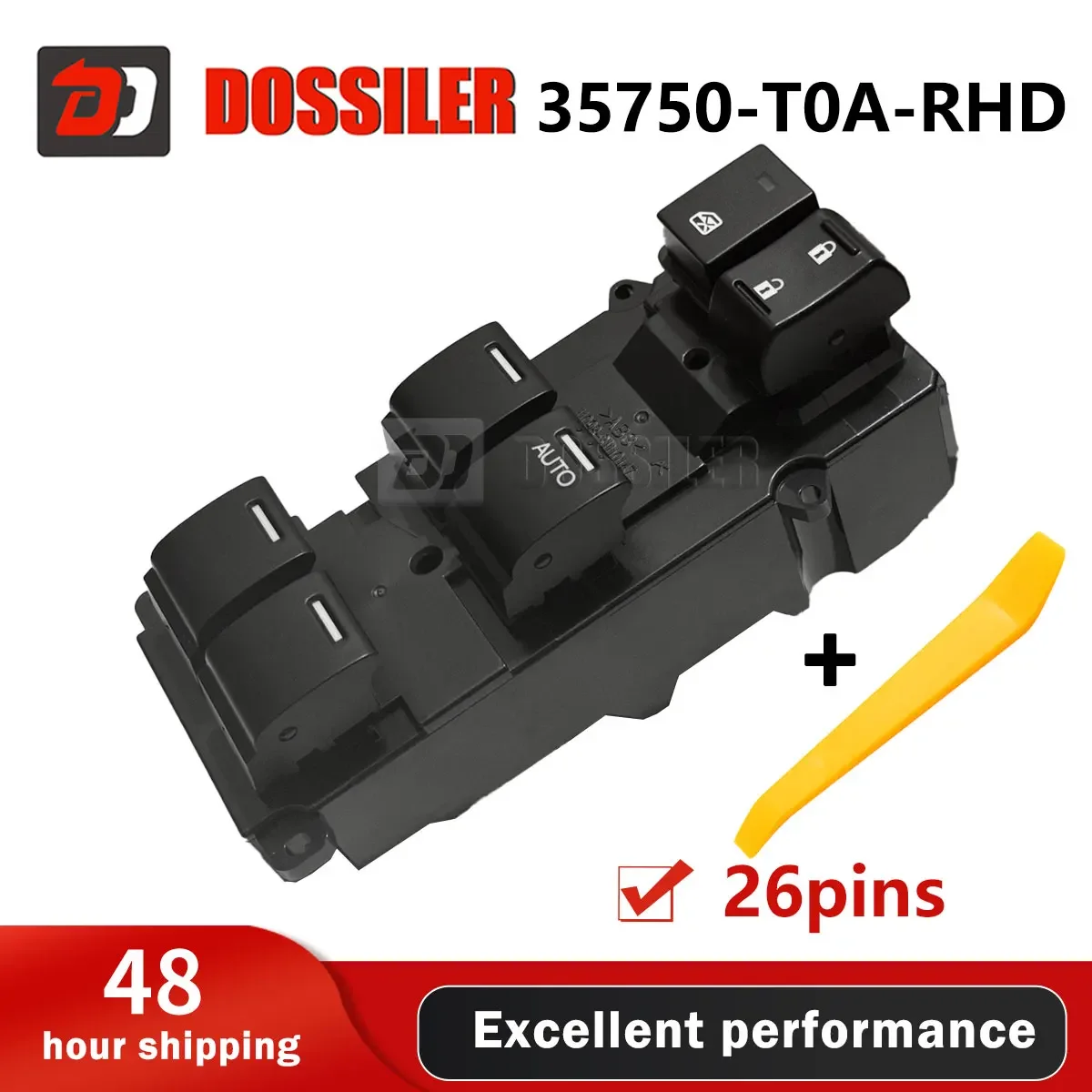 

35750-T0A-RHD Dossiler new Electric Power Window Lifter Master Control Switch For Honda CRV 2011-2013 CIVIC 2012-2017 26pins