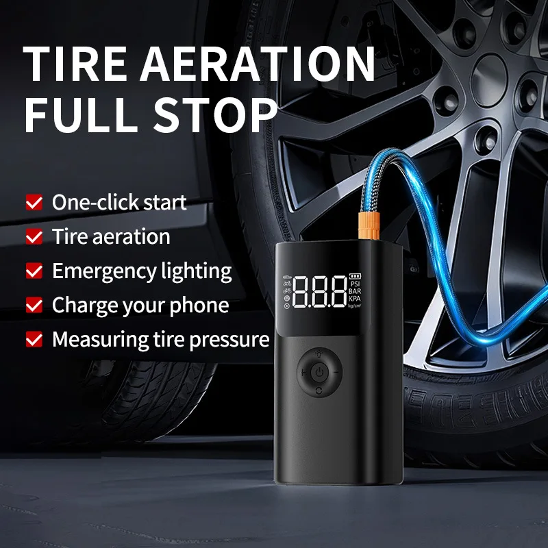 

Car Jump Starter Air Pump Power Bank LED Lighting Portable Air Compressor 12V Cars Battery Starters Starting Auto Tyre Inflator