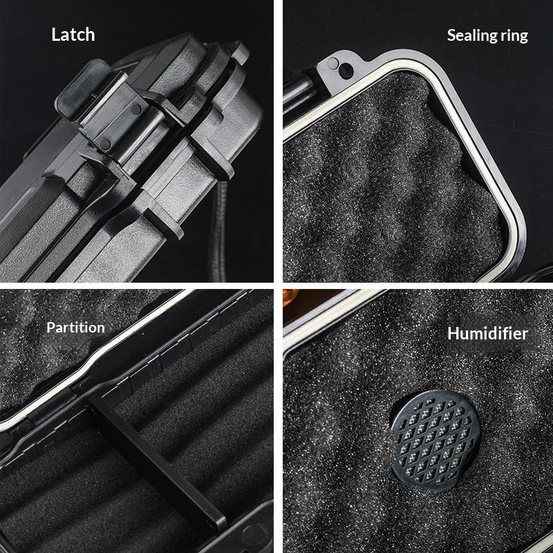 Portable Cigar Humidor With Humidifier Waterproof ABS Travel Case Box for 4 Cigar Smoking Accessories Gift for Men view 2