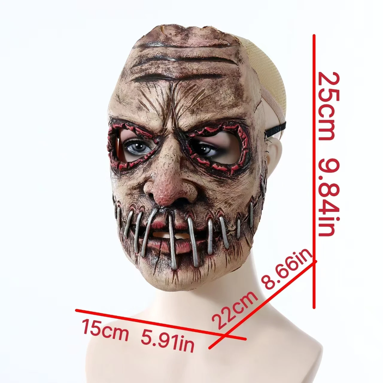 Horror Mask Dress up Props Halloween Cosplay Grimace Latex Mask Big Mouth Nail Shut up Mask Latex Dress up Props