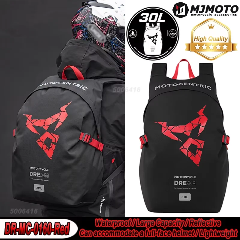 MOTOCENTRIC 30L Motorcycle Backpack Waterproof Moto Biker Helmet Bag Large Capacity Sport Riding Motorcycle Touring Backpack