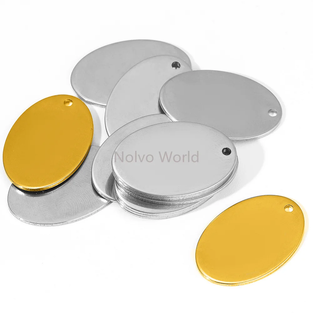 100PCS Stainless Steel Customize Laser Engraved Logo Tags For Sewing Swimwear Clothes Label Charm Pendants Connecter Logo Plates