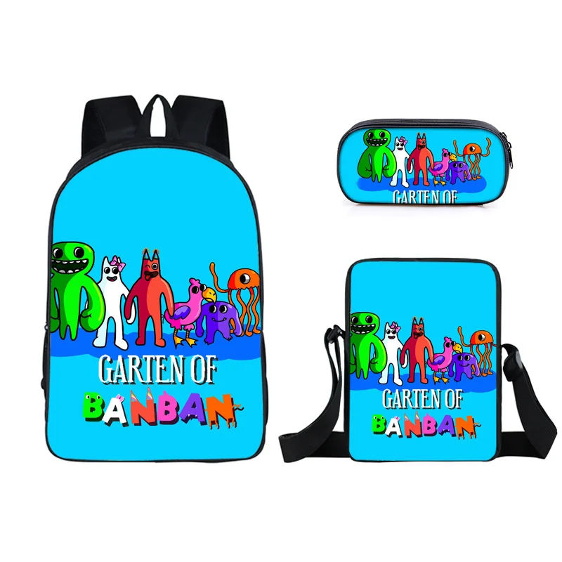 Novità di lusso Garten of Banban Stampa 3D 3 pezzi / set Borse da scuola per alunni Zaino per laptop Zaino Borsa a tracolla inclinata Astuccio