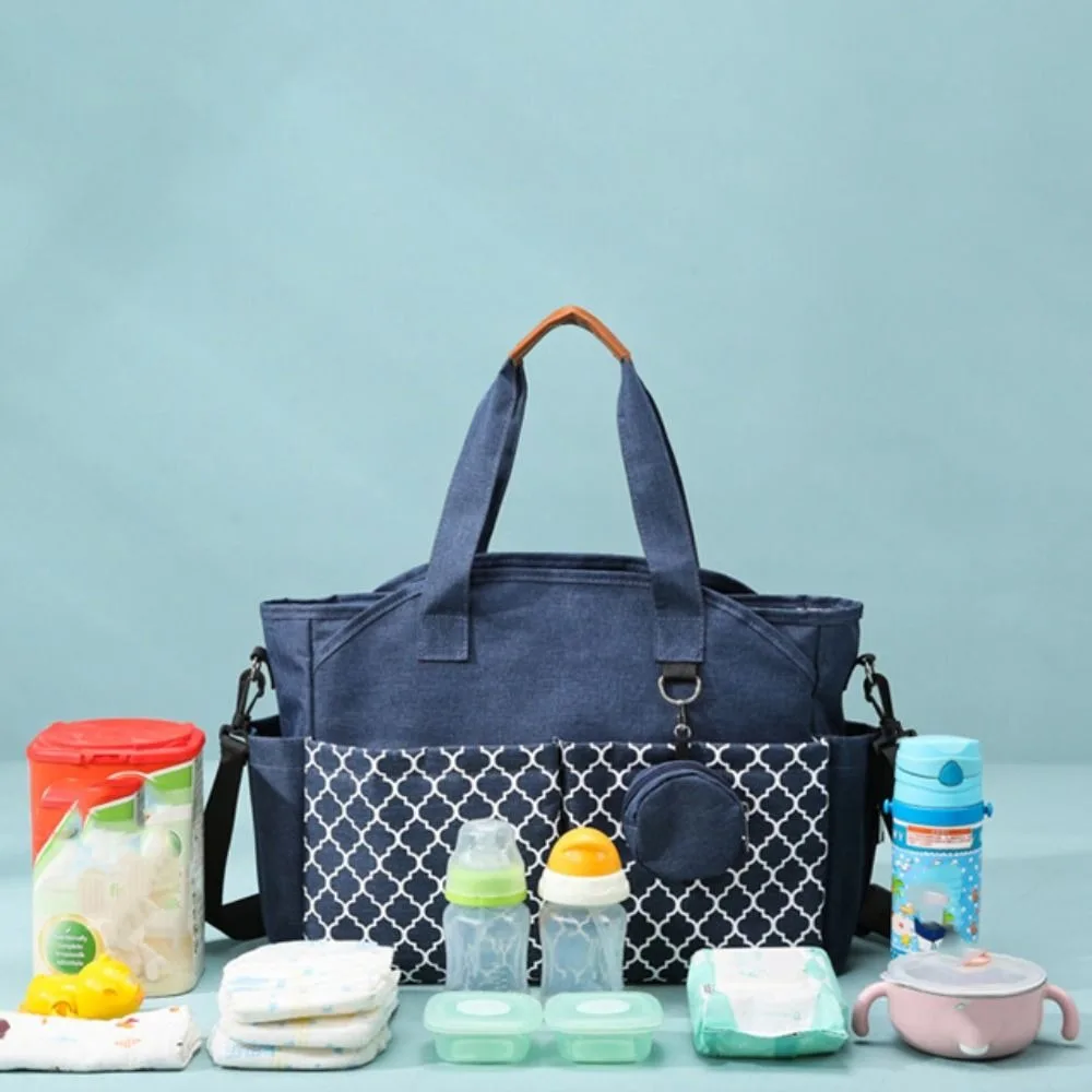 Large Capacity Baby Diaper Bag Wear-resistant Waterproof Mommy Bag Multi-compartment Adjustable Shoulder Strap Mom Handbag