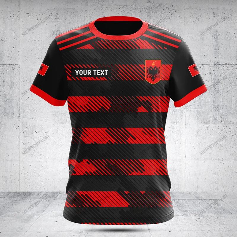 Personalized Albania Shield Graphic T-shirts Summer Cool Men's Fashion Vintage Jersey Short Sleeve Tops Unisex Streetwear