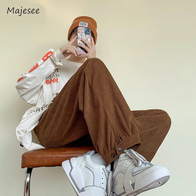 

Men Pants Hip Hop Simple Ankle Length American Style Retro Teenagers Youthful Prevalent Stylish Loose Autumn Blocking Cozy 2023