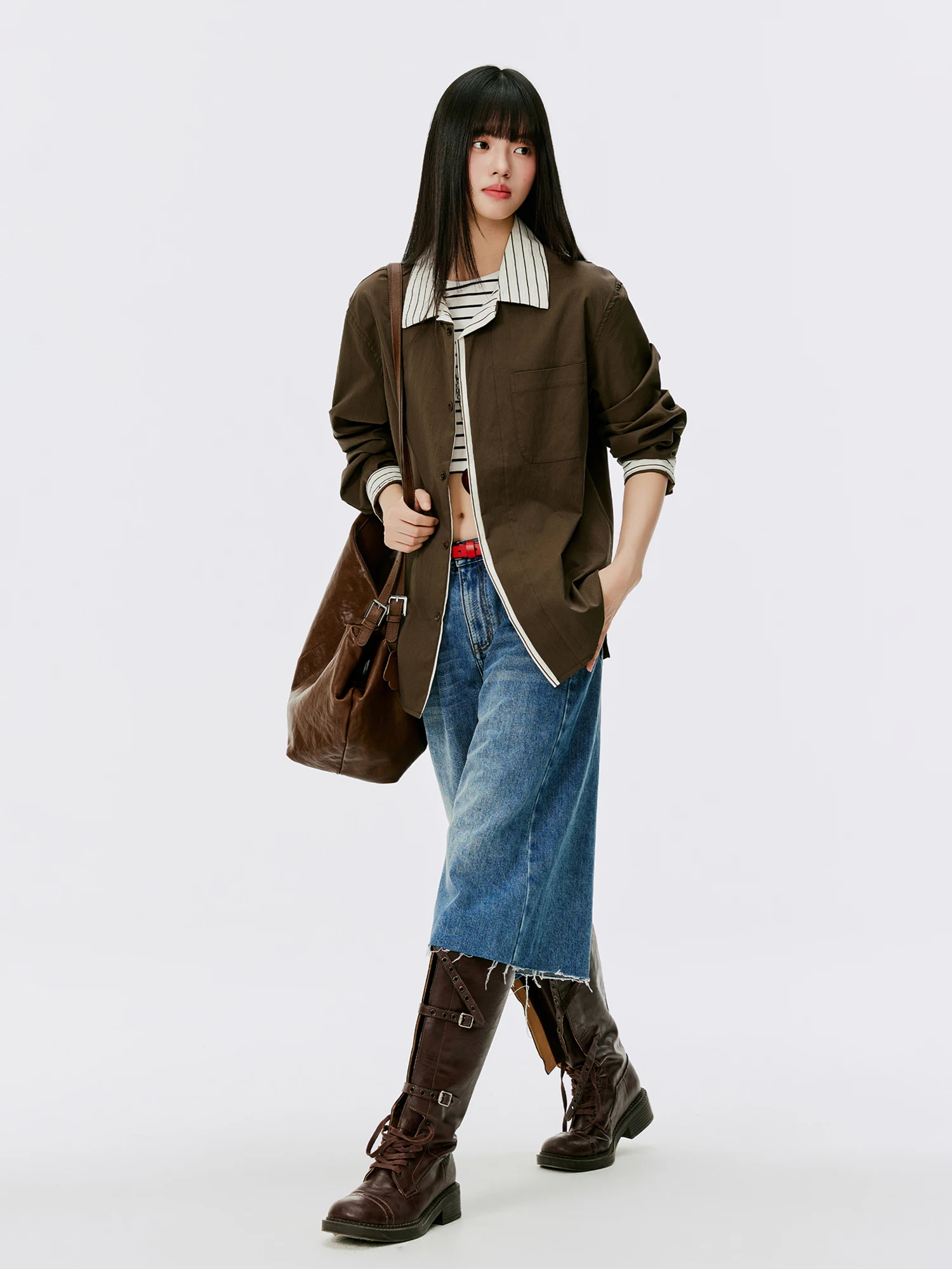 

Повседневная женская куртка Burgenland с цветными полосками и кубинским воротником, универсальный топ с длинными рукавами для весны и осени