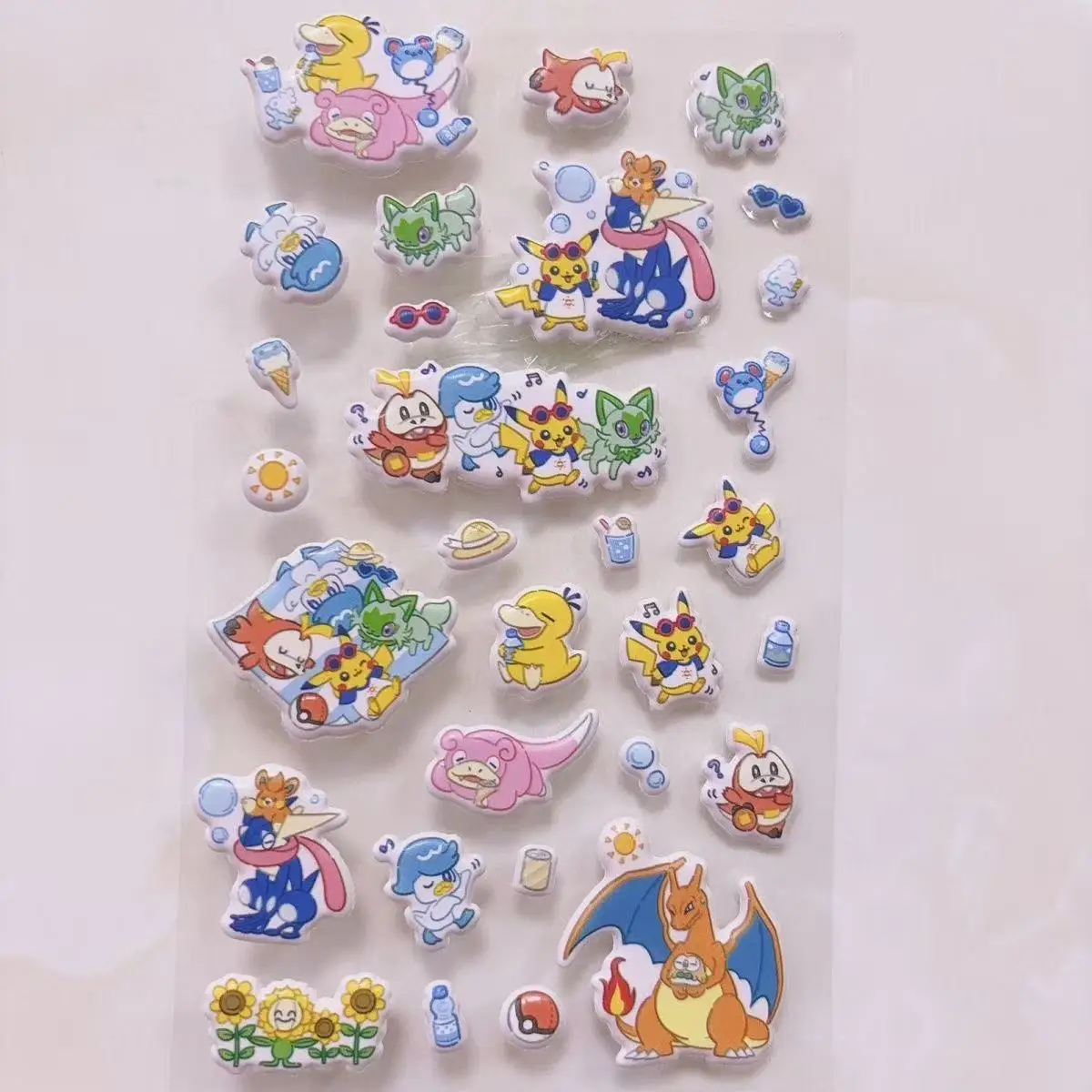 Pokemon Pikachu Psyduck Squirtle Bubble Cotton Three-Dimensional Sticker Diy Phone Case Water Cup Decorate Friend Birthday Gift view 2