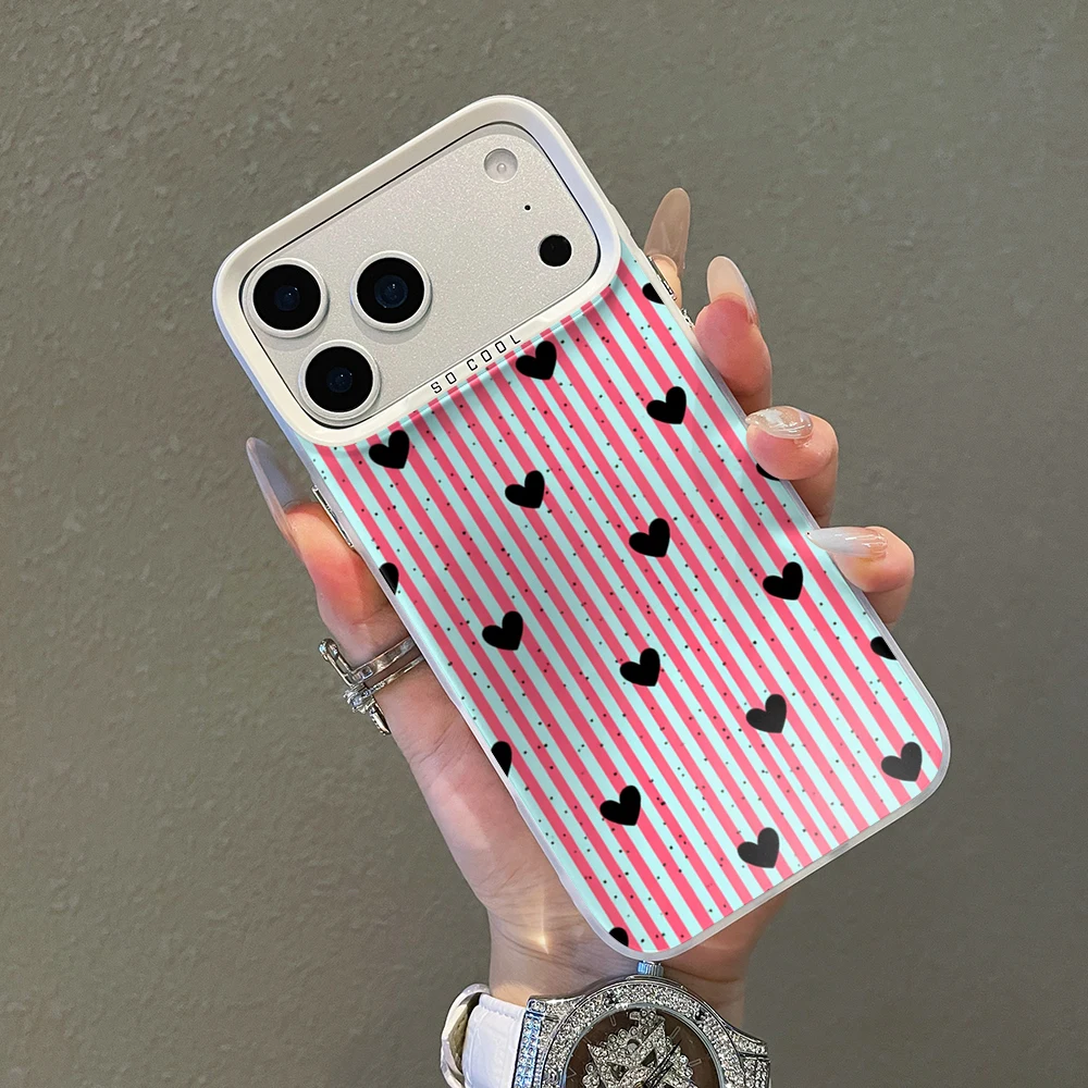 Für iPhone 17 15 16 14 Pro Max Hülle Plus Minimalistische Streifen-Herzen-Abdeckung Für iPhone 13 11 12 ProMax XS XR XS 7 8 Plus 16E Hüllen – Detail 2