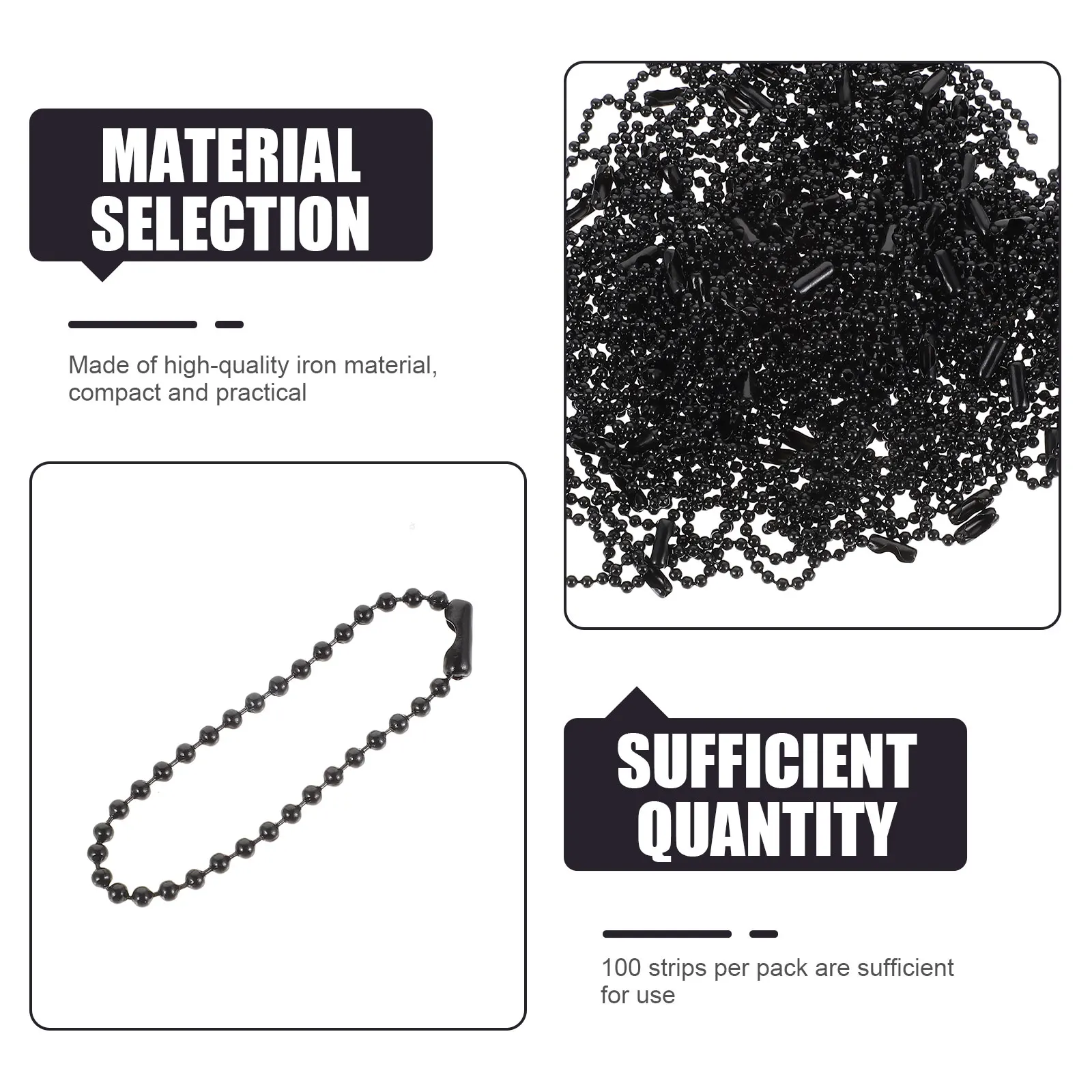 

100 Pcs Bead Chain Pendant Chains Plated Key Jewelry Premium Iron Hanging 2.4mm Round Ball Beading DIY Decor