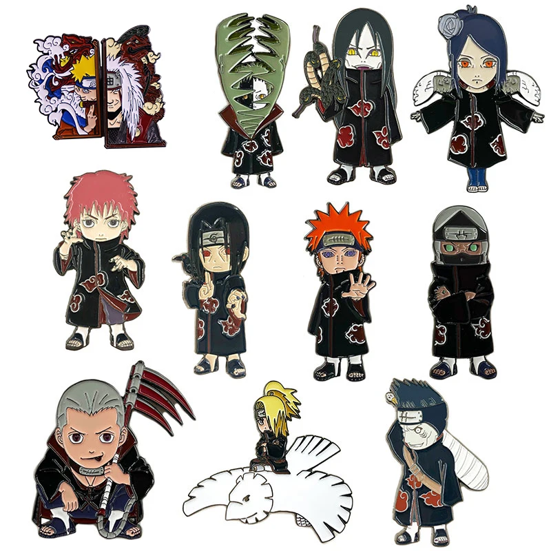 Japanese Anime Naruto Akatsuki Lapel Pins Backpack Jeans Anime Naruto Enamel Brooch Fashion Jewelry Fans Gifts Cartoon Badges