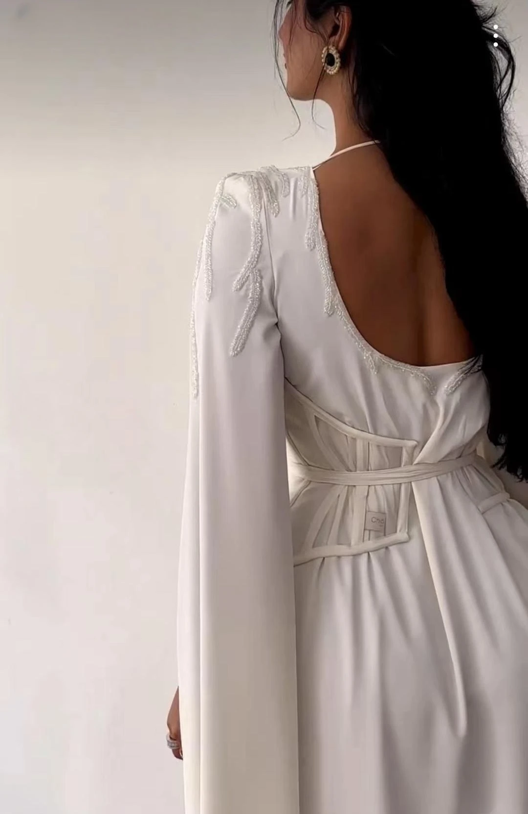 Loose Prom Dresses 2023 With Corset Square Neck Long Split Sleeves Elegant Evening Dresses Vestido Fiesta فساتين مناسبة رسمية