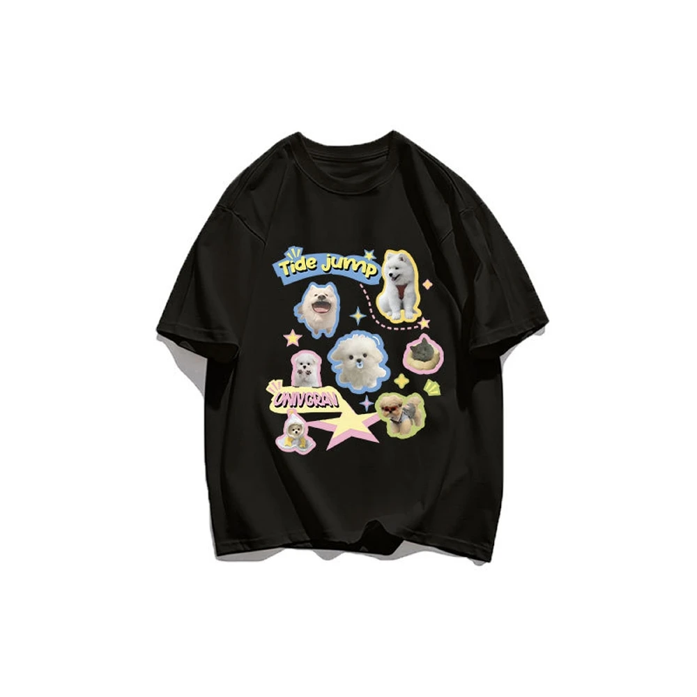 تي شيرت هاراجاكي نسائي Y2K ، ملابس الشارع للسيدات ، تي شيرتات غير رسمية ، قميص بلوفر صيفي ، حيوان أليف لطيف ، قمم نمط الجرو الهريرة ، ملابس للفتيات