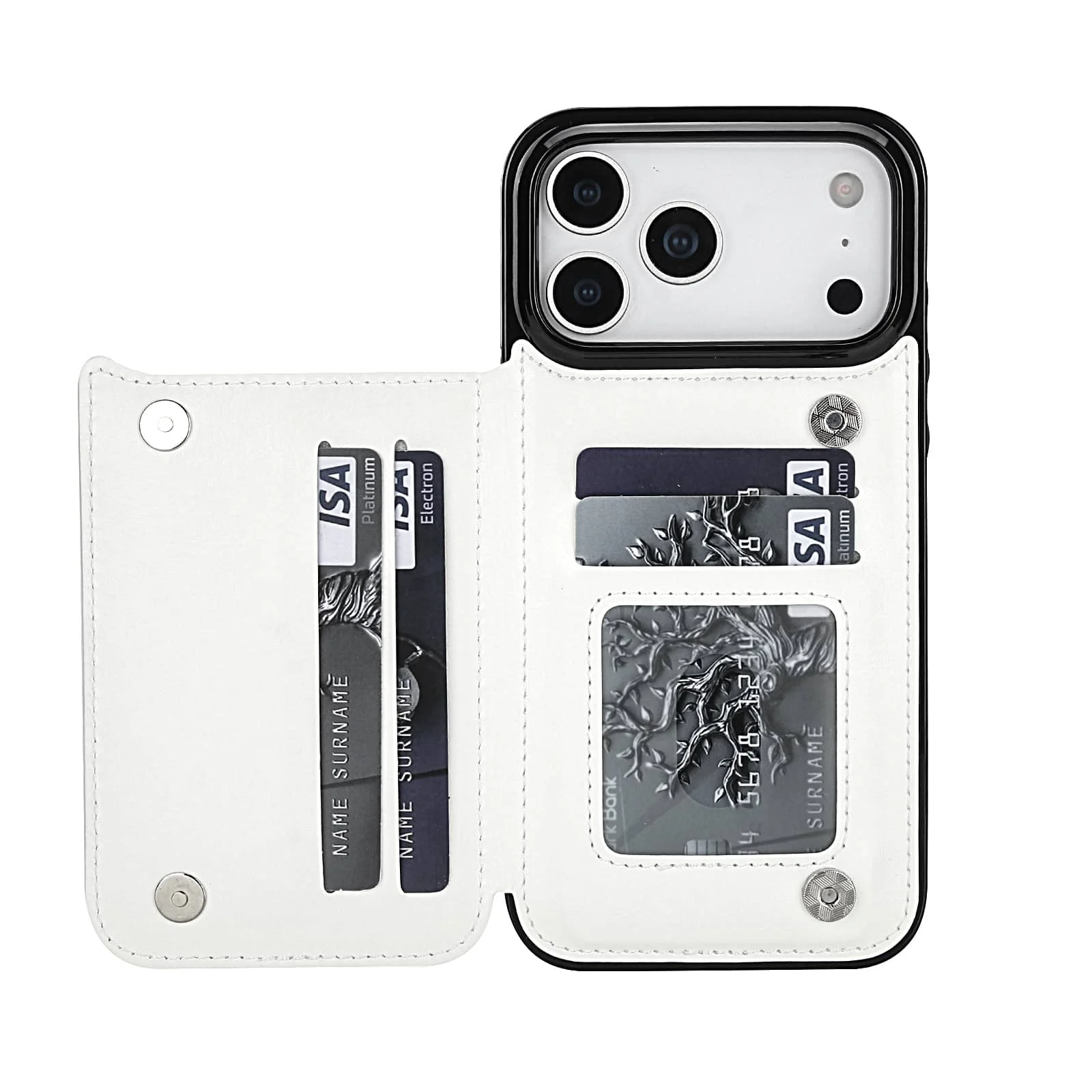 iPhone 18 Pro/17 Pro Max/17e Air portemonneehoes met kaarthouder, PU kunstleren hoes met standaard en kaartsleuven, dubbele magnetische sluiting