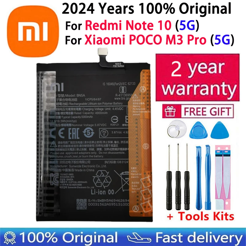 Original For Xiaomi Redmi Note POCO M2 F3 M3 X3 X4 X5 A3 K30 K40 7 7A 8 8T 9 9T 9S 10 10T 10S 10X 11 11T 12 12T Lite Pro Battery