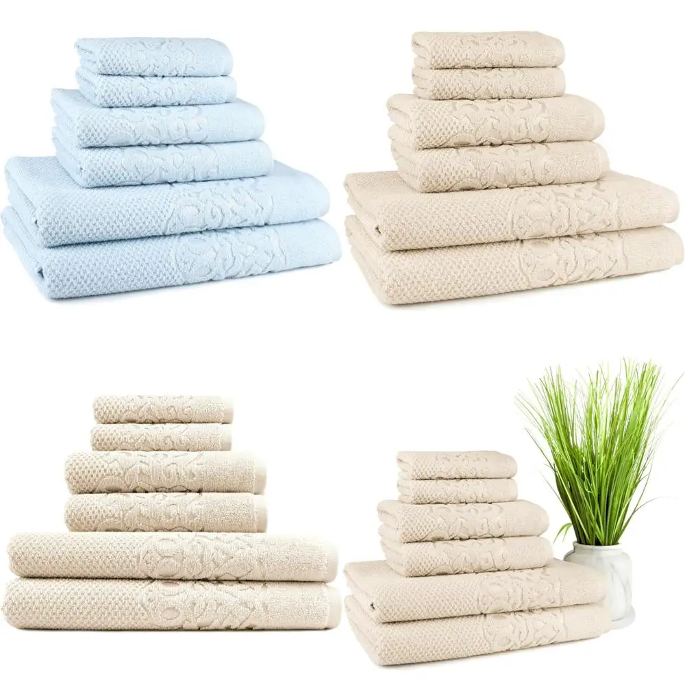 

Набор турецких хлопковых банных полотенец премиум-класса, 6 предметов, включая мочалки, полотенца для рук и большие полотенца, толстые, мягкие, очень впитывающие влагу.