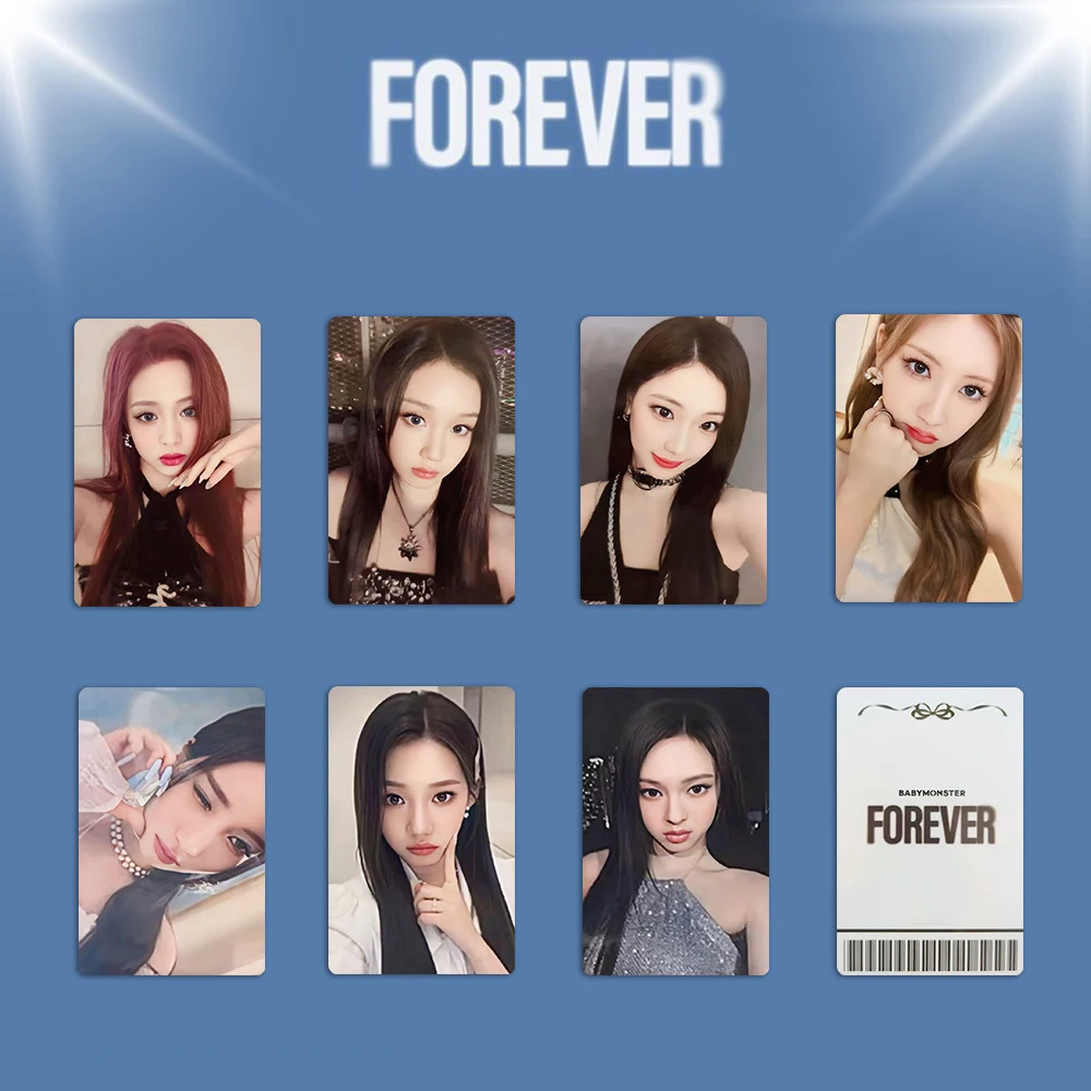 7Pcs/Set KPOP Babymonster FOREVER Album Lomo Cards Ahyeon Chiquita Ruka Asa Rami Selfie Postcards Photocards Fans Collectibles