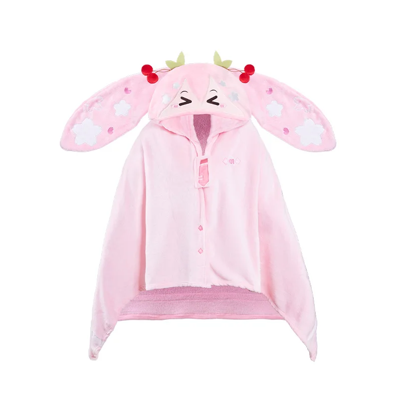 

Moeyu 165x90CM Anime Sakura Miku Figure Flannel Hooded Blanket Soft Warm Shawl Pillow Vocaloid Hatsune Cosplay Hoody Plush Coat