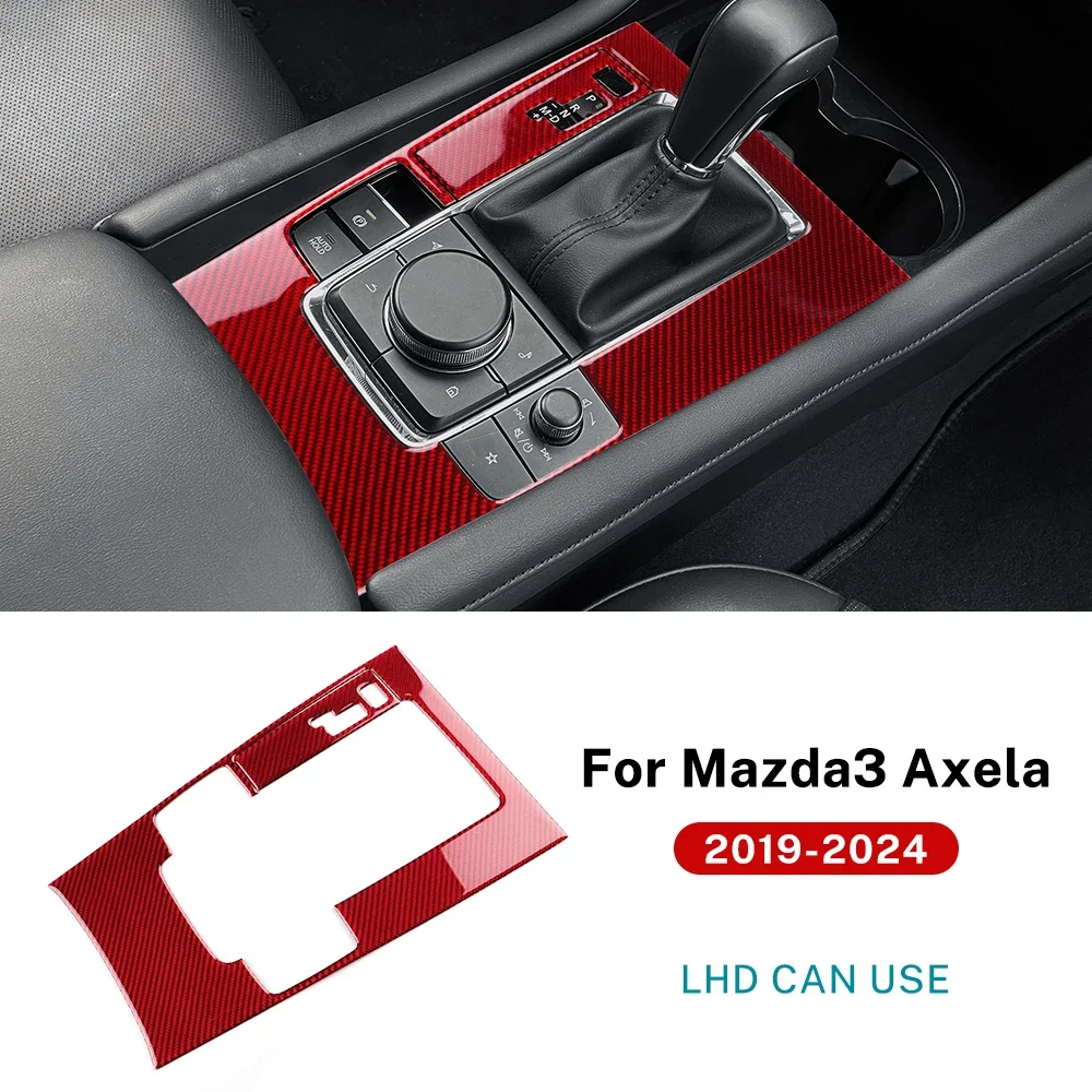 KUNGKIC Echte weiche Kohlefaser für Mazda 3 BP 2019 2020 2021 2022 2023 2024 2025 Mazda3 Axela Manueller automatischer Schalttafelaufkleber 8