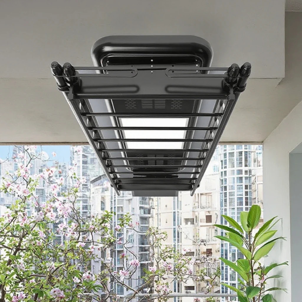 Intelligent Lifting Clothes Drying Rack with Lighting and Remote Control