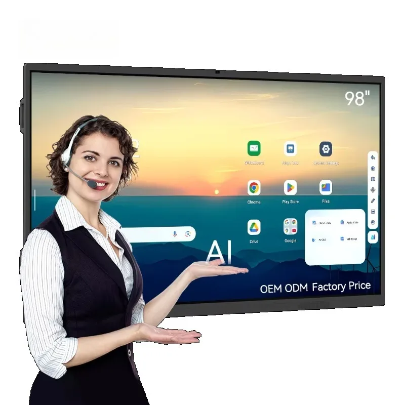 Yoda 98inch Wireless Screen Sharing 4K 60Hz Whiteboard Interactive Smart Board with Android 14 & 4GB RAM for Teaching