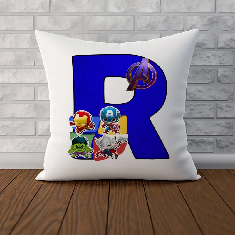 Pillows for Sofa Blue Abecedario Avengers Velvet Cushion Cover 45x45 Anime Pillow Cases Decorative Pillowcases for Bed 2 Pieces