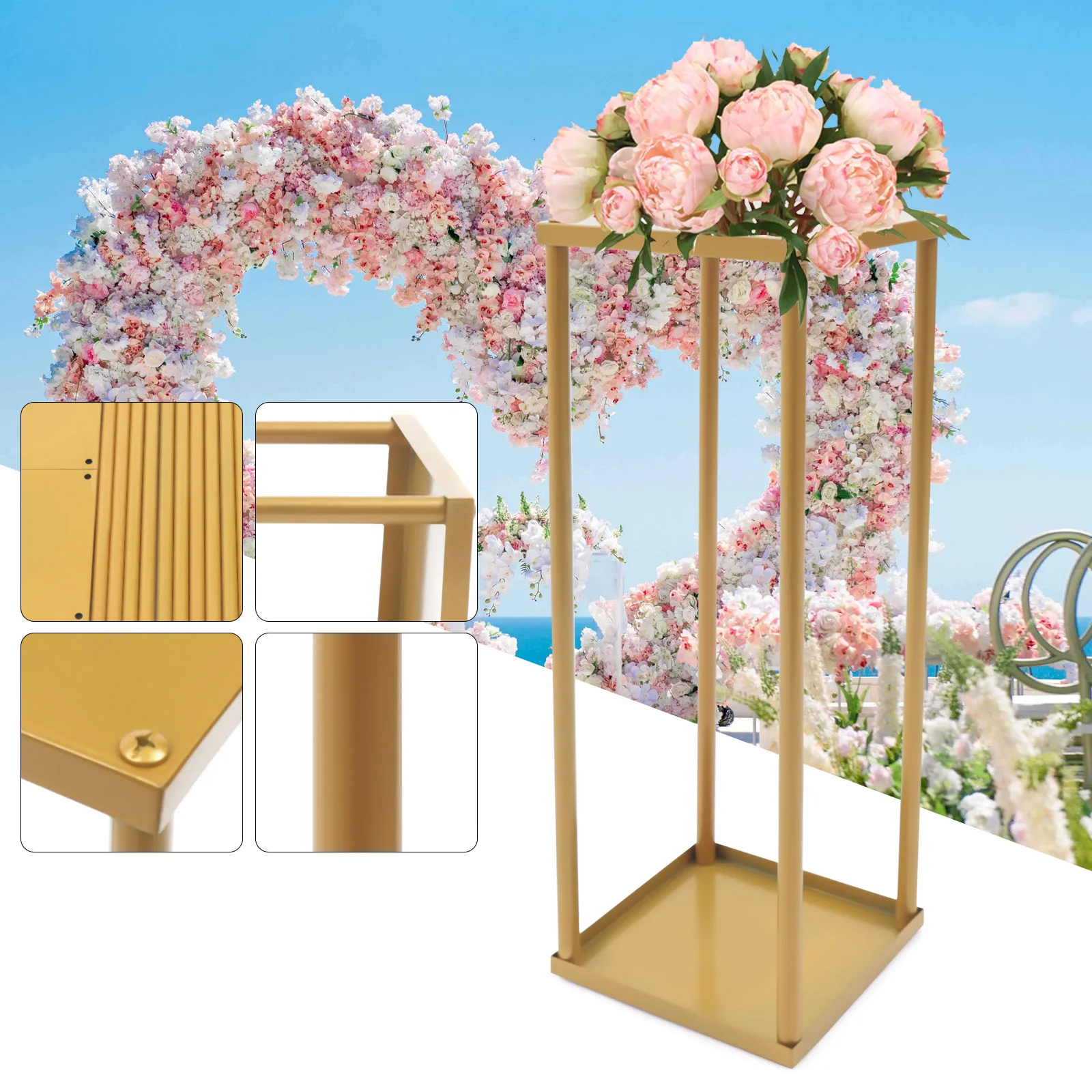 

4Pcs Flower Floor Stand Metal Column Flower Stand Flower Arrangement For Wedding Party Dinner Centerpiece