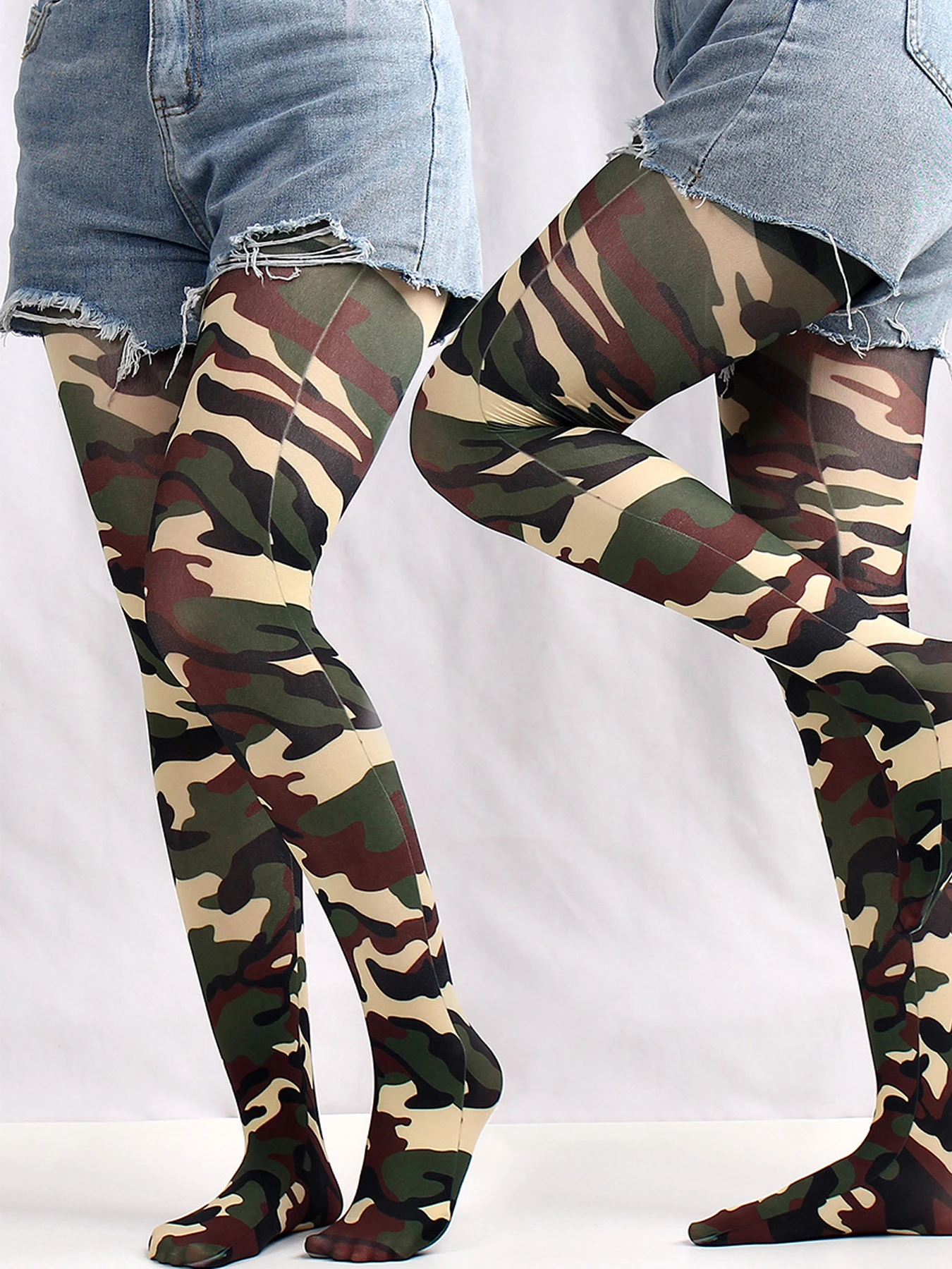 Graffiti Printed Tights For Women Camouflage Lattice Seamless Pantyhose Female Sexy Stretch Long Socks Multicolour Stockings New