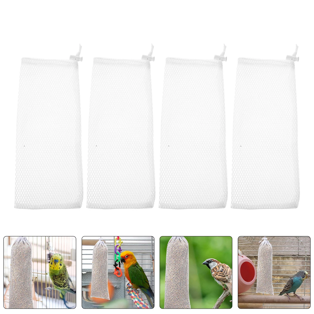 

4pcs Outdoor Bird Feeding Sock White Polyester Mesh Sack Wild Hanging Finch Feeder Garden Wildlife Food Supply Tool Windproof