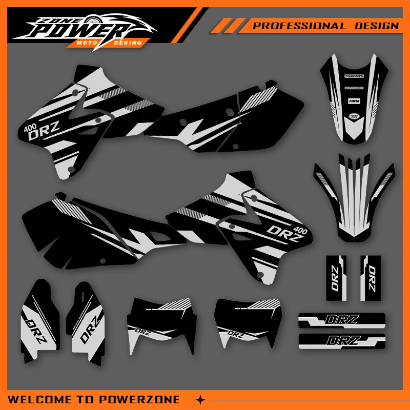 

Графика POWERZONE для мотокросса для SUZUKI 1999-2022 DRZ400-S-SM-E 400cc, набор фоновых наклеек, индивидуальный номер 07