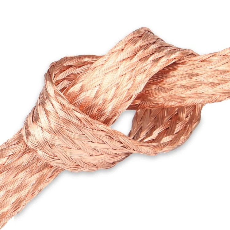 สายถักทองแดงแท้แบบแบน 10 ม. 10 ตารางมิลลิเมตร ความยืดหยุ่นสูง สายทองแดงเปลือย สายดิน