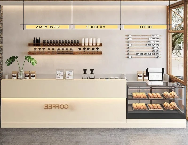 Coffee shop checkout page cake shop dessert shop front desk, reception counter