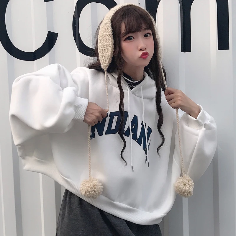 Hoodies Women Hooded Thick Aesthetic Loose False Two-piece Letter All-match Leisure Simple Trendy Shcoolgirls Clothing Stylish