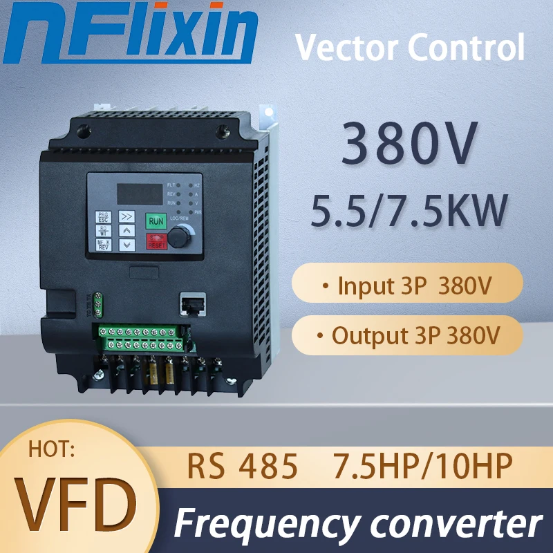 

VFD Inverter 5.5kw/7.5kw micro inverter Frequency converter 380V frequency 3 phase variable frequency drive