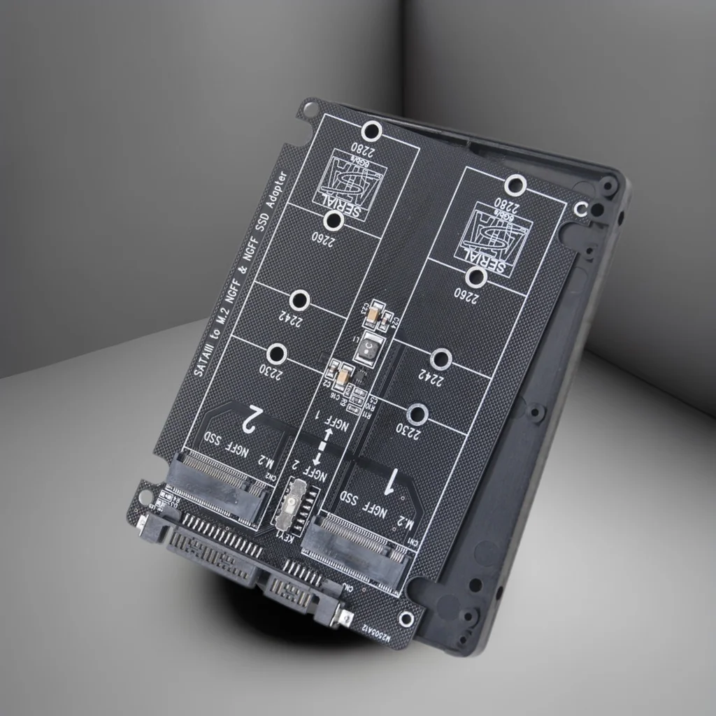 

Адаптер M2 SSD Dual M.2 SATA SSD B Key Riser Board + чехол Внешний твердотельный накопитель Поддержка 2230 2242 2260 2280 M2 SATA SSD