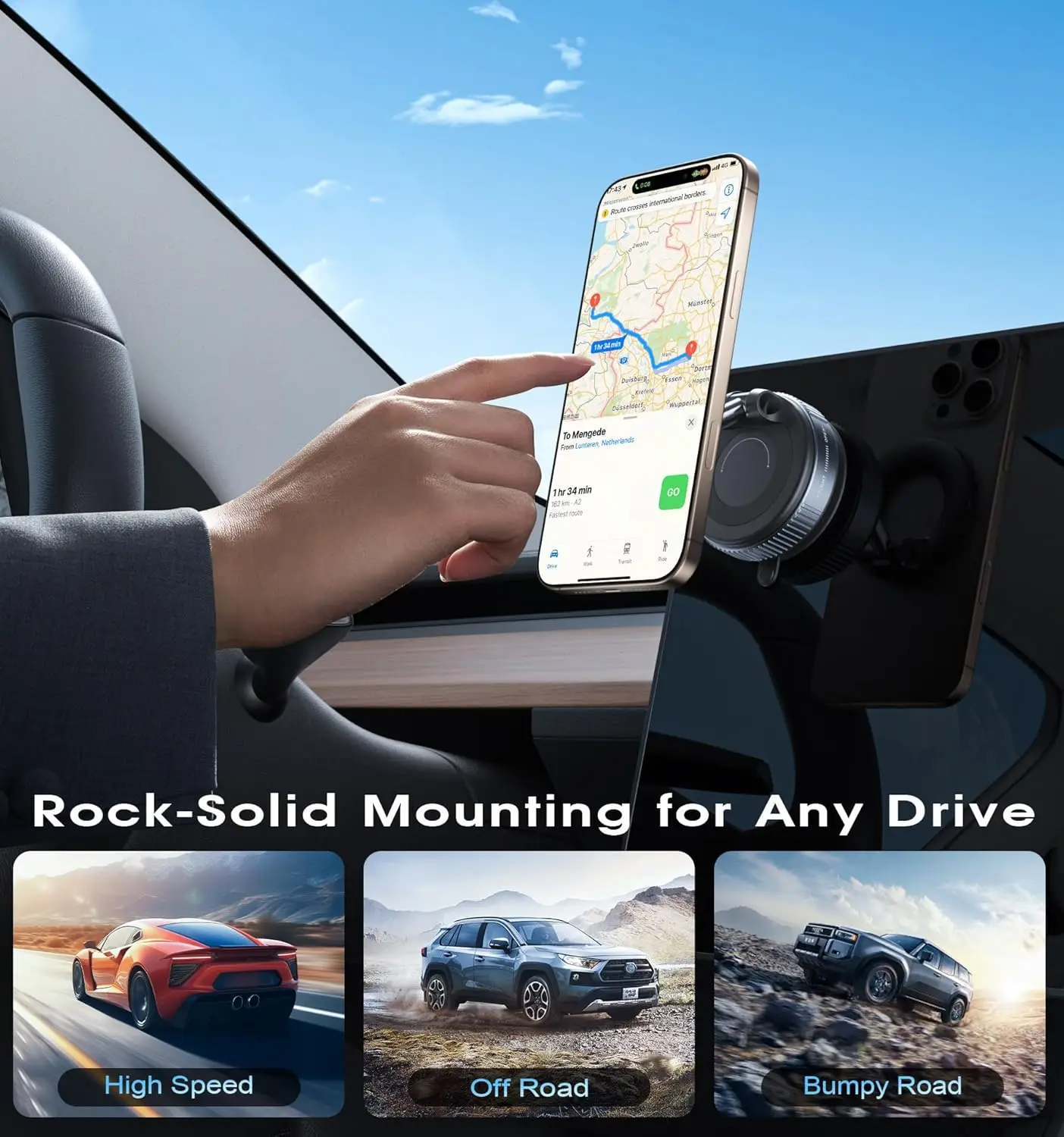 Foldable Vacuum Suction Magnetic Phone Mount 360° Rotatable Mobile Holder for Car Windshield Dashboard and Desktop Use