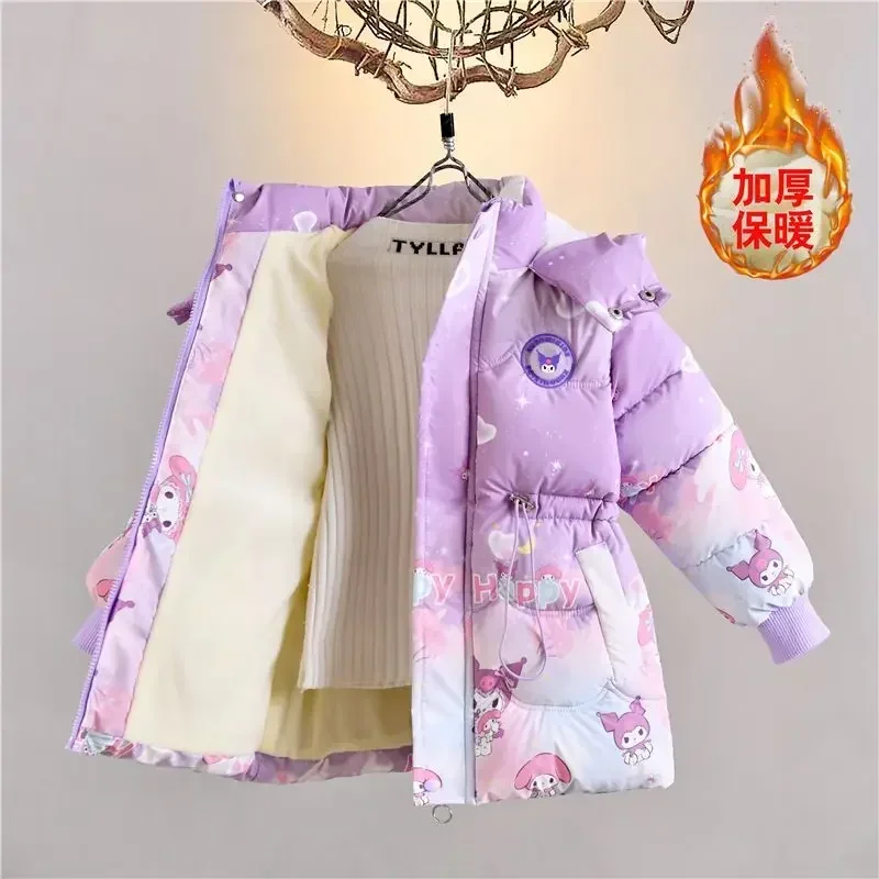 

Girly Heart Kuromi Anime MINISO Cotton Long Sleeve Padded Coat Cute Cartoon Cashmere Kawaii Warm Jacket Clothing Gifts for Kids