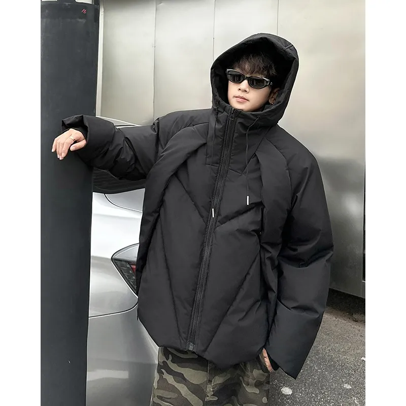 

Winter Thiened American Sle Hooded down Jaet Men's Women's Casual Loose Deconstructed Design Sensation Cotton Coat