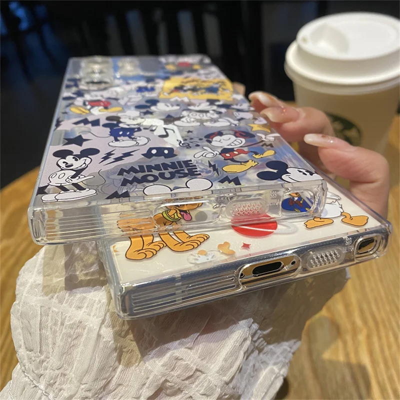 Cartone animato carino Topolino Pippo Paperino Magsafe Custodia per telefono con ricarica wireless per Samsung S22 S23 S24Ultra FE Nota 20 Supporto magnetico