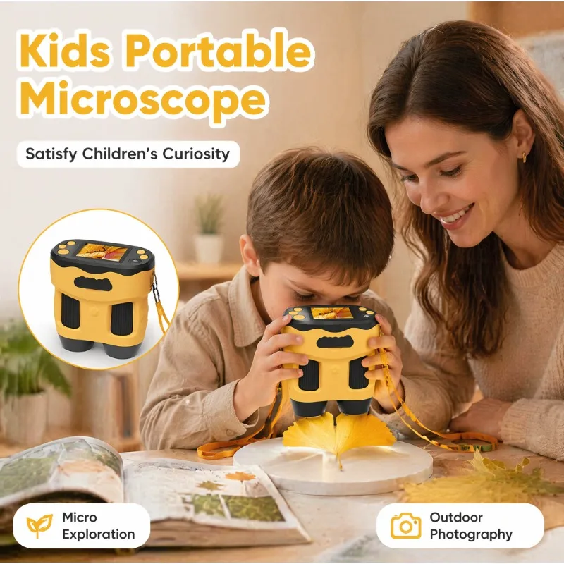 4K 1000X Microscope Camera Digital for Kids Long Distance Viewing  Screen Portable Handheld Toys Bugs Plants Outdoor With 32G