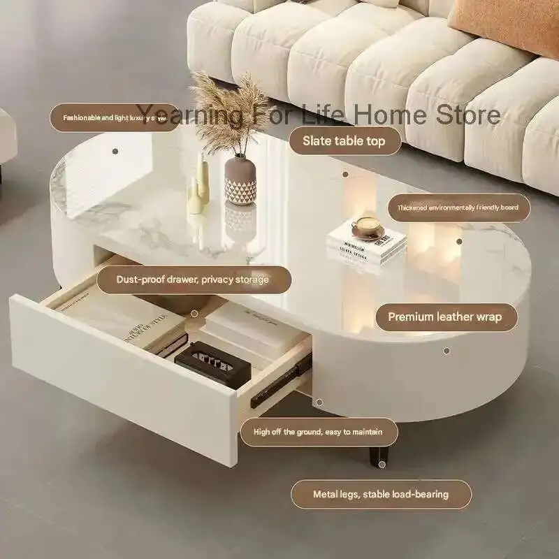 

Floor Modern Simple Coffee Table Living Room Cheap Oval Organizer Side Table Funky Necklace Relaxing Couchtisch Trendy Furniture