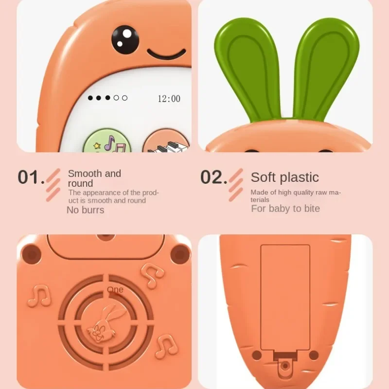 赤ちゃん用電話おもちゃ かわいい漫画のウサギ キッズ電話 音楽サウンドマシン 幼児用歯固め 音声付き携帯電話おもちゃ 早期学習ギフト