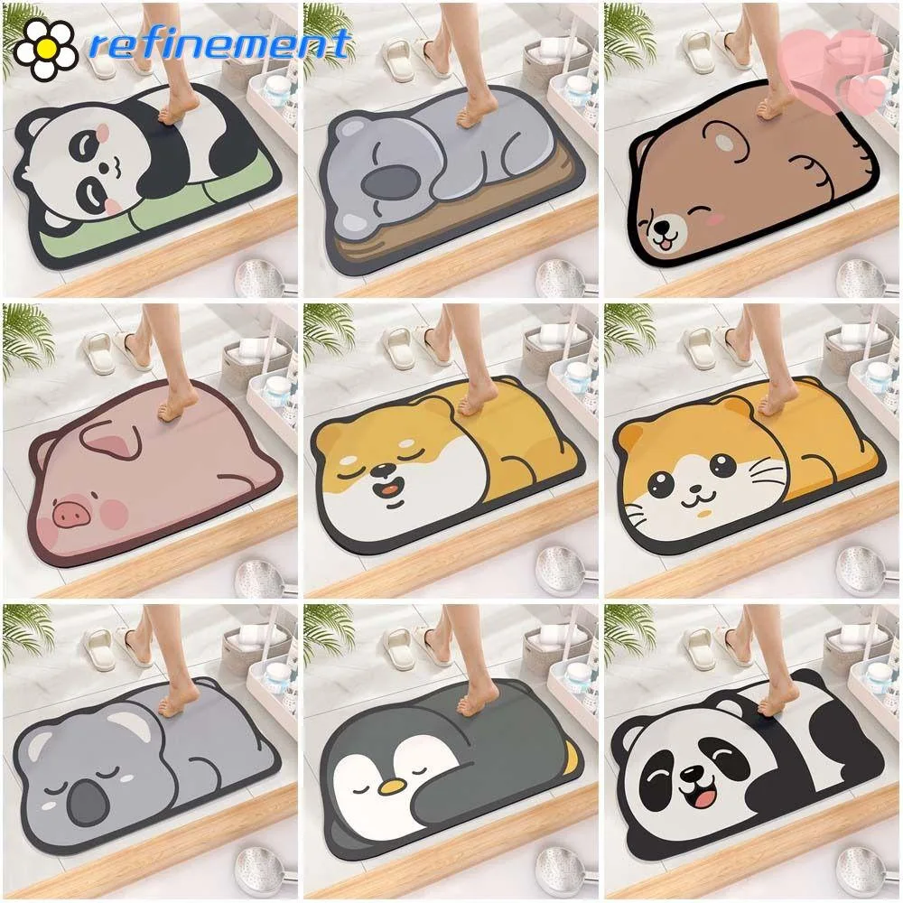 

Cartoon Panda Diatom Mud Bathroom Floor Mat, Household Bathroom Non slip Water Absorbent Foot Mat, Kitchen Quick Drying Mat