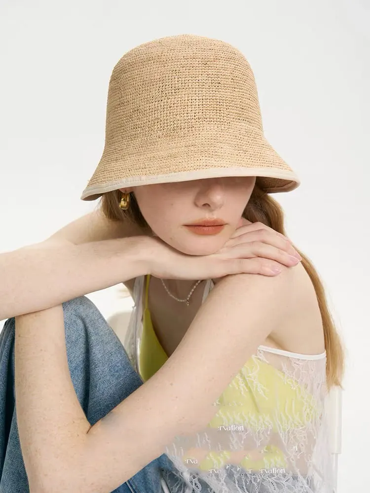 Fashion Raffia Grass Fisherman Straw Hat Women's High Quality Bucket Hat Summer Beach Vacation Hat Basin Hat Designer Bonnet