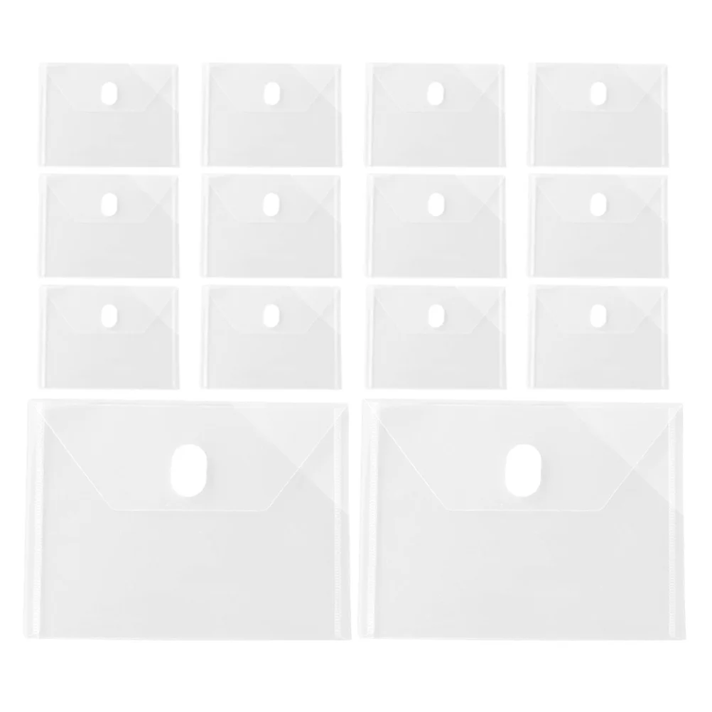 

24pcs Tape File Bag Transparent Waterproof Pp Compact Document Holder For Receipts Cash Stickers Photos Storage Organizer