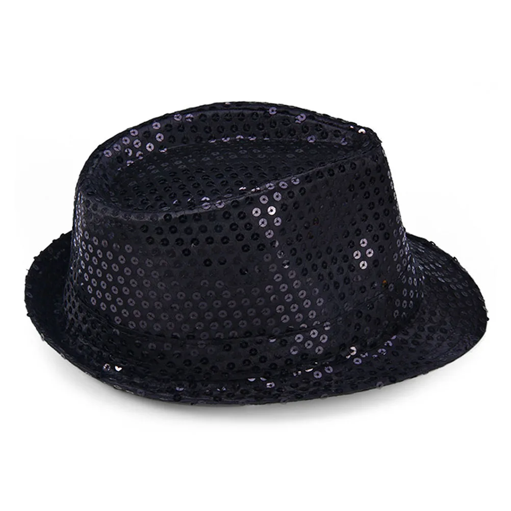 

2 Pcs Sequins Jazz Hat Felt Magician Costume Hats for Adults Kids Party Accessory Derby Mime Steampunk Halloween