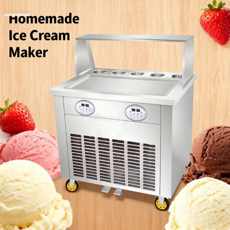 

Коммерческая машина для жареного мороженого с одной кастрюлей Машина для производства рулонного мороженого Таиландская машина для производства мороженого