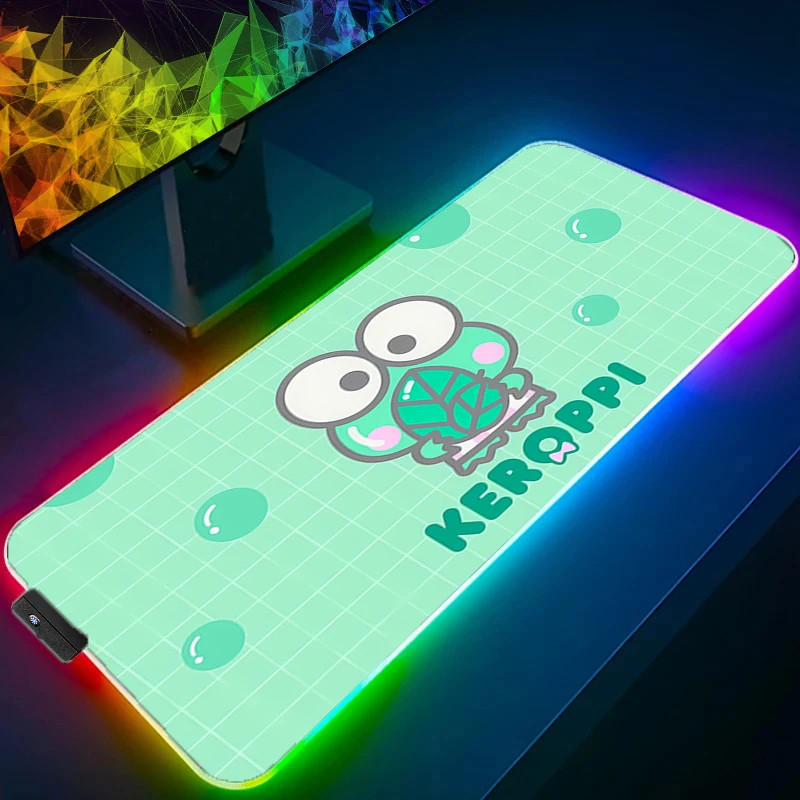 

Коврик для мыши с подсветкой компьютера K-kero K-kero K-keroppi RGB Gaming MousePad Большой светодиодный коврик для геймерской клавиатуры ПК Настольный коврик tapis souris